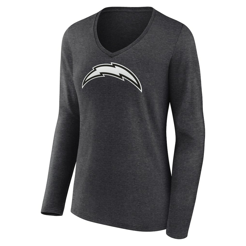 Women's Personalized Name & Number Monochrome V-neck T-Shirt - Los Angeles Chargers T-shirts