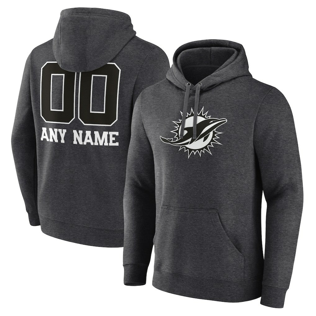 Personalized Name & Number Monochrome Pullover Hoodie - Miami Dolphins Hoodies