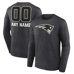 Personalized Name & Number Monochrome Long Sleeve T-Shirt - New England Patriots T-shirts