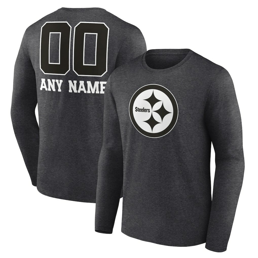 Personalized Name & Number Monochrome Long Sleeve T-Shirt - Pittsburgh Steelers T-shirts