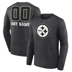 Personalized Name & Number Monochrome Long Sleeve T-Shirt - Pittsburgh Steelers T-shirts