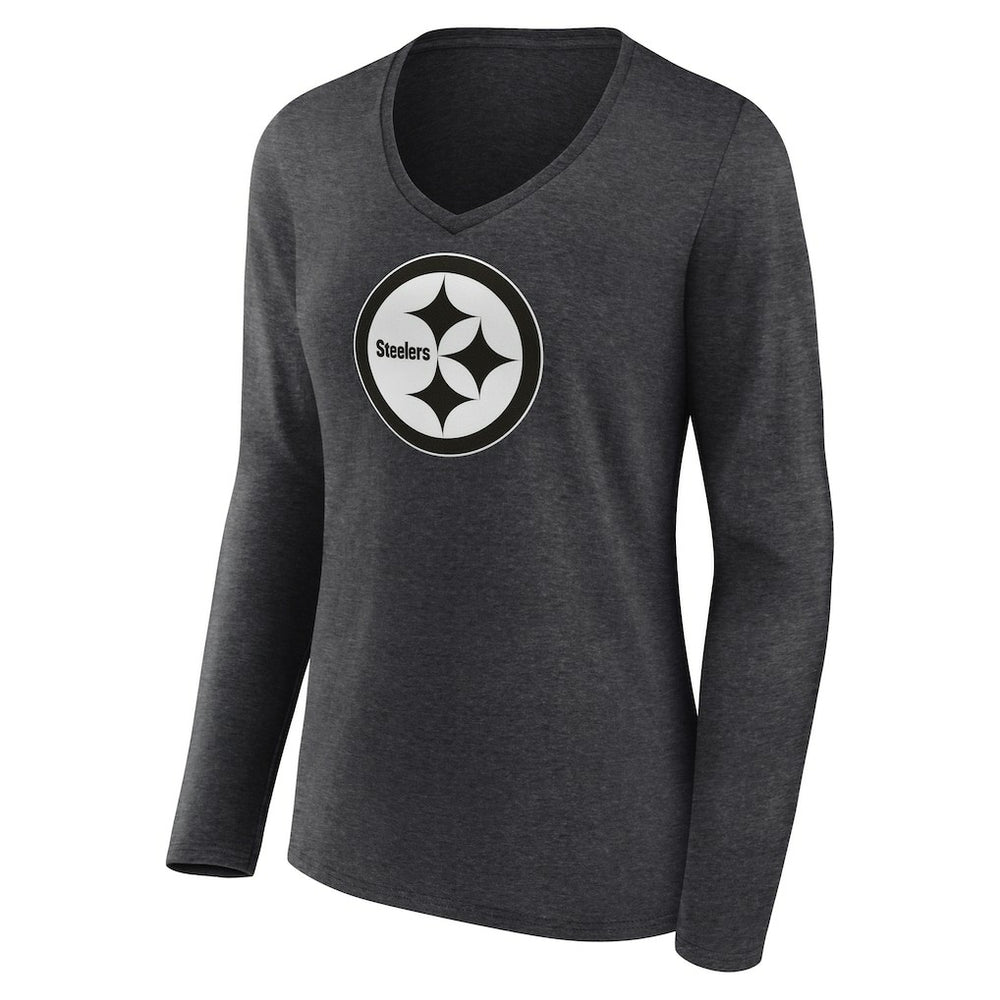 Women's Personalized Name & Number Monochrome V-neck T-Shirt - Pittsburgh Steelers T-shirts