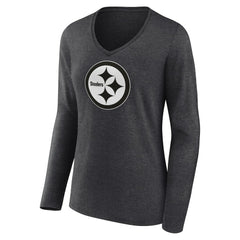 Women's Personalized Name & Number Monochrome V-neck T-Shirt - Pittsburgh Steelers T-shirts