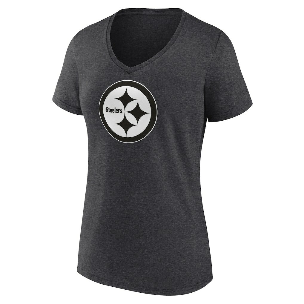 Women's Personalized Name & Number Monochrome V-Neck Long Sleeve T-Shirt - Pittsburgh Steelers T-shirts