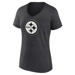 Women's Personalized Name & Number Monochrome V-Neck Long Sleeve T-Shirt - Pittsburgh Steelers T-shirts