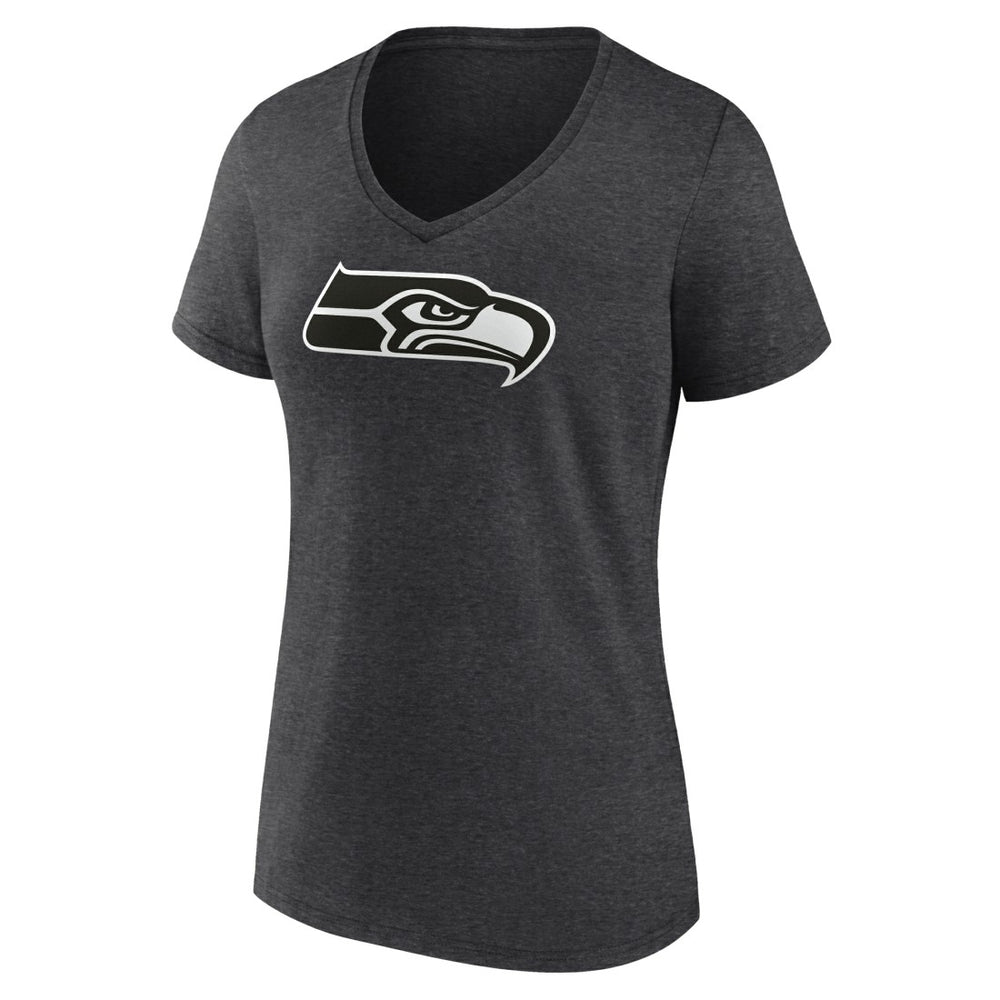 Women's Personalized Name & Number Monochrome V-Neck Long Sleeve T-Shirt - Seattle Seahawks T-shirts