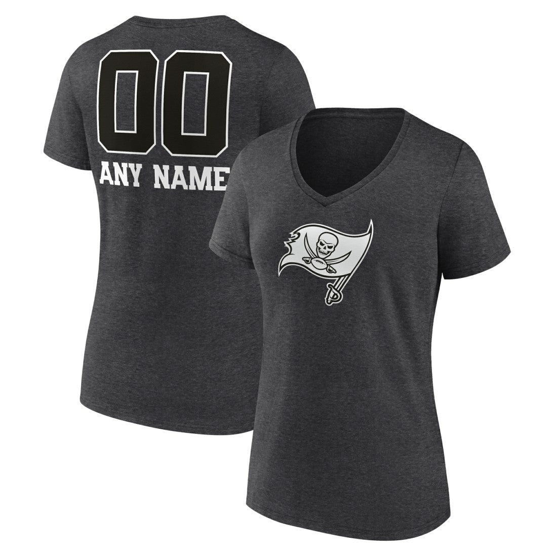 Women's Personalized Name & Number Monochrome V-Neck Long Sleeve T-Shirt - Tampa Bay Buccaneers T-shirts