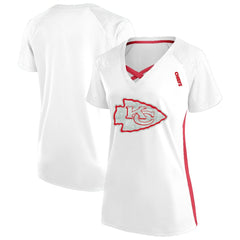Women's Plus Size Glitter Lace-Up V- Neck T-Shirt - Kansas City Chiefs T-shirts