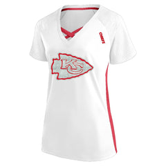 Women's Plus Size Glitter Lace-Up V- Neck T-Shirt - Kansas City Chiefs T-shirts