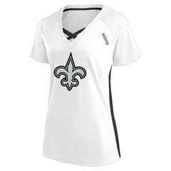 Women's Plus Size Glitter Lace-Up V- Neck T-Shirt - New Orleans Saints T-shirts