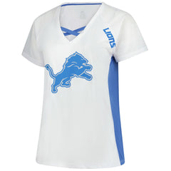 Women's Plus Size Glitter Lace-Up V- Neck T-Shirt - Detroit Lions T-shirts