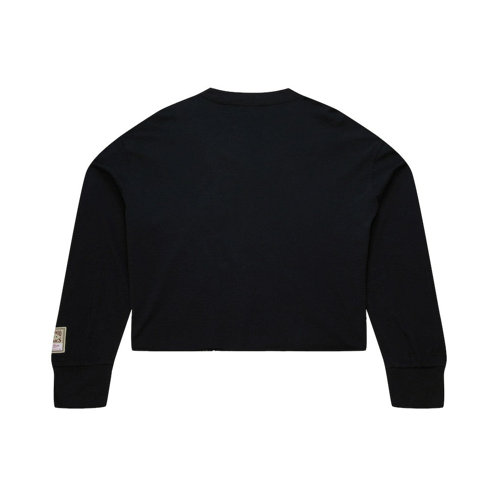 Mitchell & Ness Philadelphia 76ers Women's Hardwood Classics Studded Boxy Cropped Long Sleeve T-Shirt