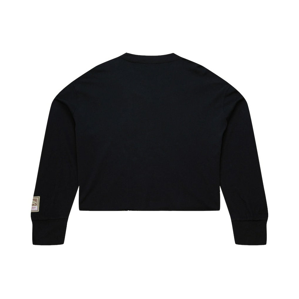 Mitchell & Ness Philadelphia 76ers Women's Hardwood Classics Studded Boxy Cropped Long Sleeve T-Shirt