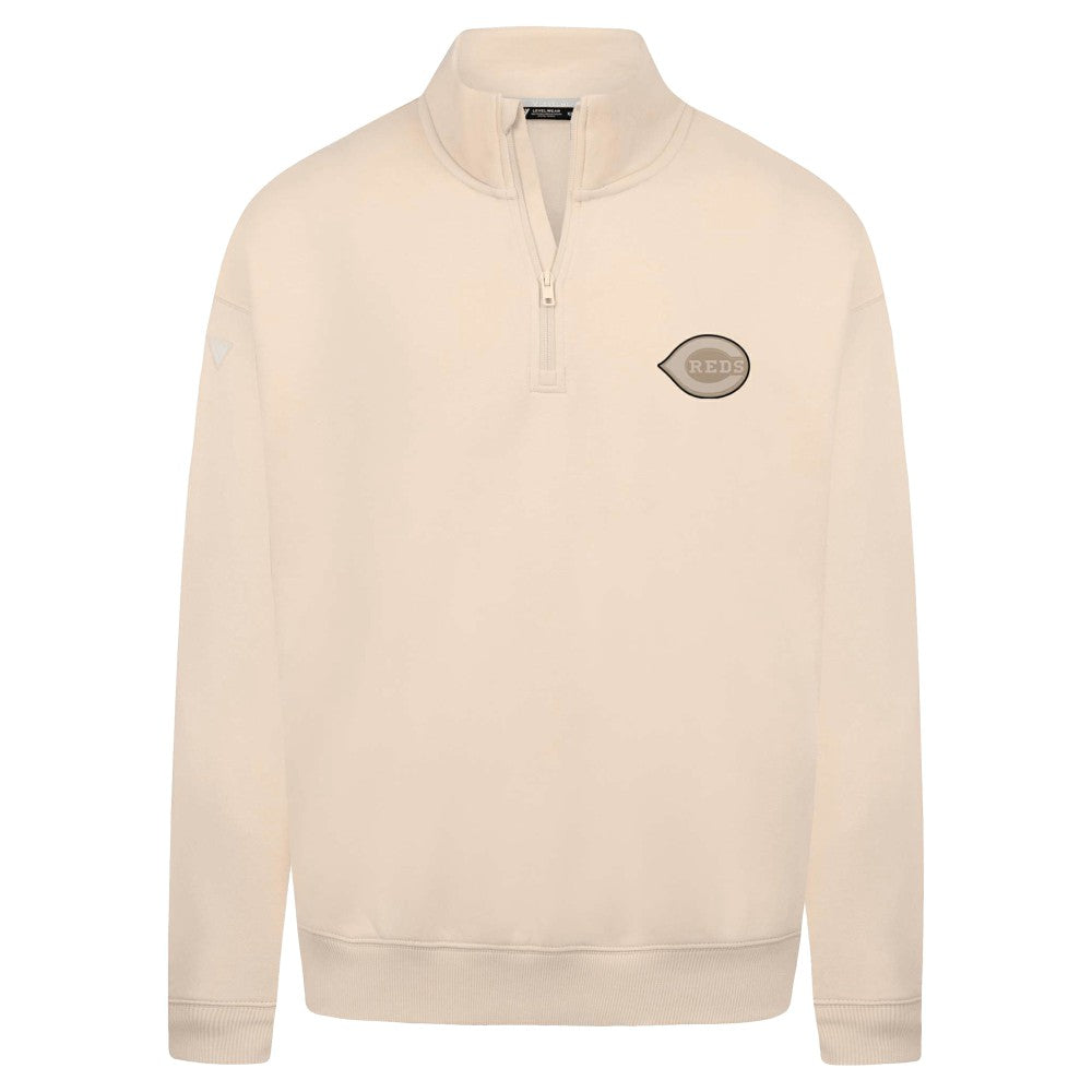 Khaki Cincinnati Reds Levelwear Murray Quarter-Zip Sweatshirt