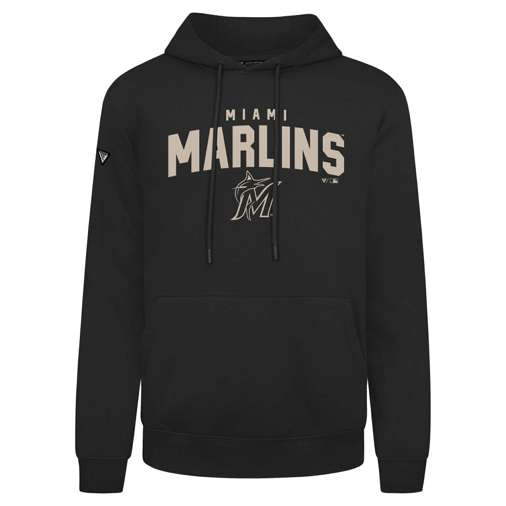 Black Miami Marlins Levelwear Podium Team Arch Pullover Hoodie