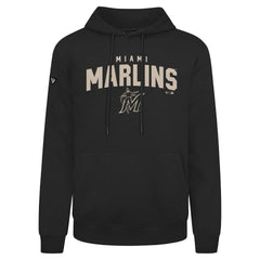 Black Miami Marlins Levelwear Podium Team Arch Pullover Hoodie