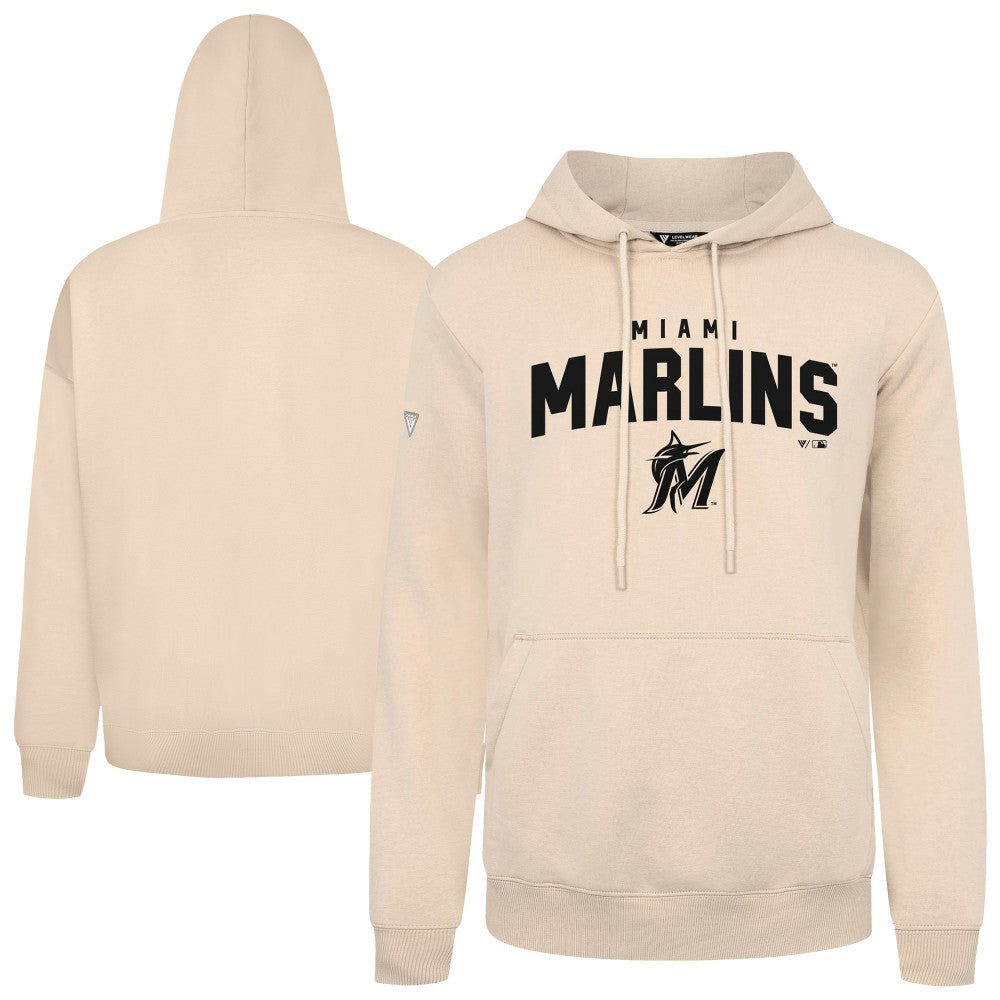 Khaki Miami Marlins Levelwear Podium Team Arch Pullover Hoodie