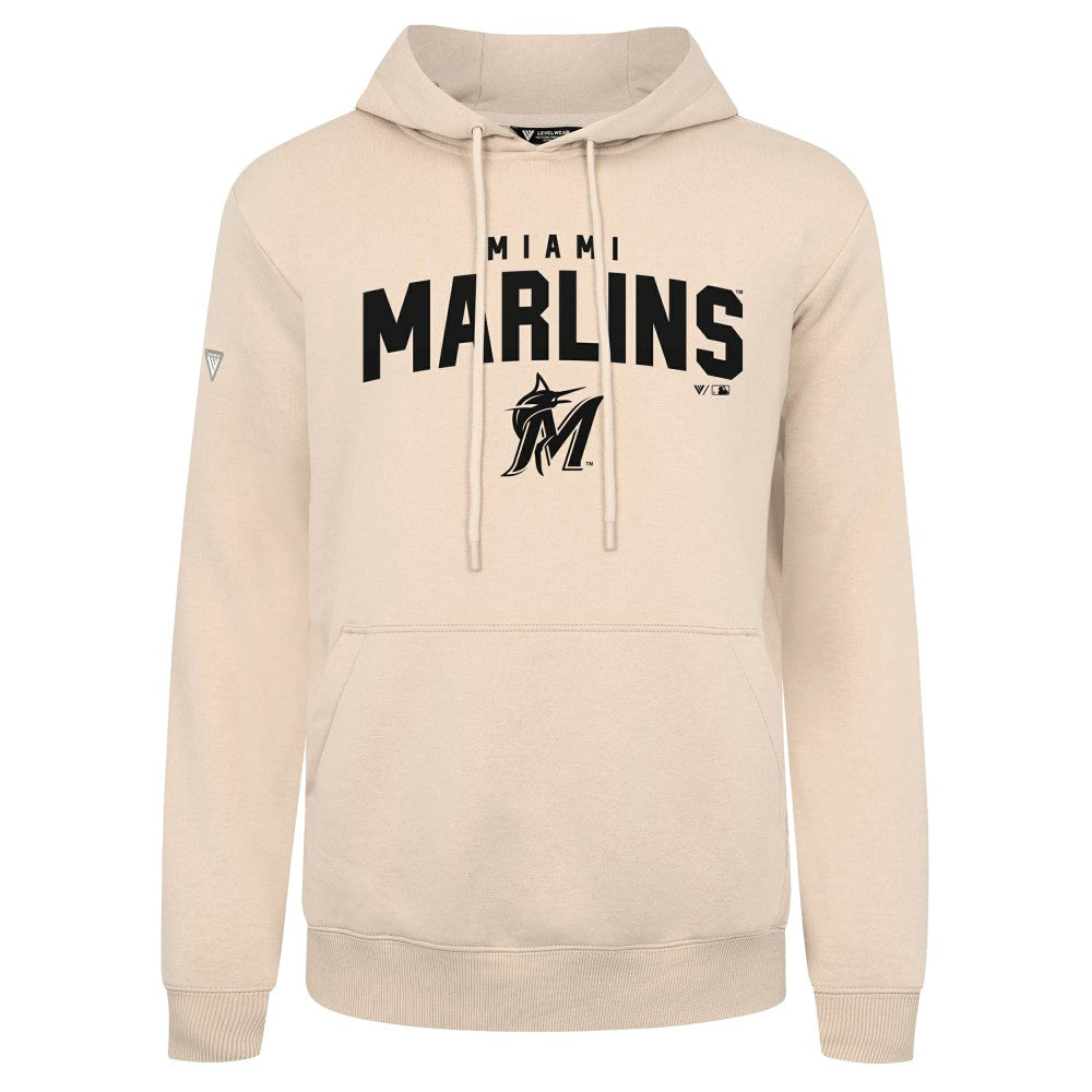 Khaki Miami Marlins Levelwear Podium Team Arch Pullover Hoodie