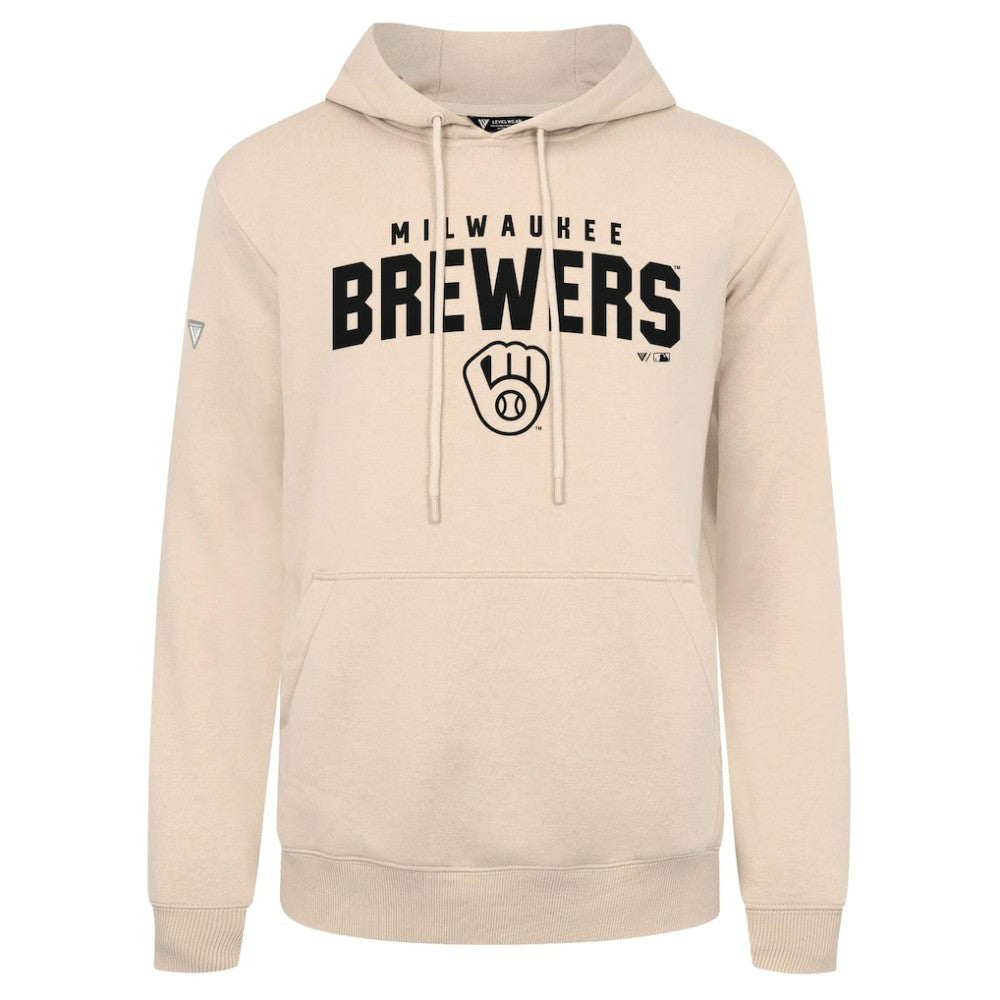 Khaki Milwaukee Brewers Levelwear Podium Team Arch Pullover Hoodie
