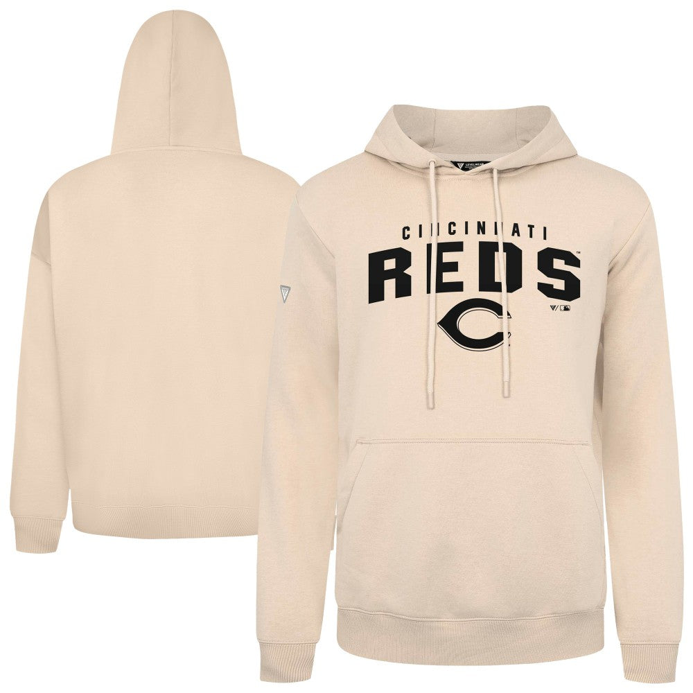 Khaki Cincinnati Reds Levelwear Podium Team Arch Pullover Hoodie