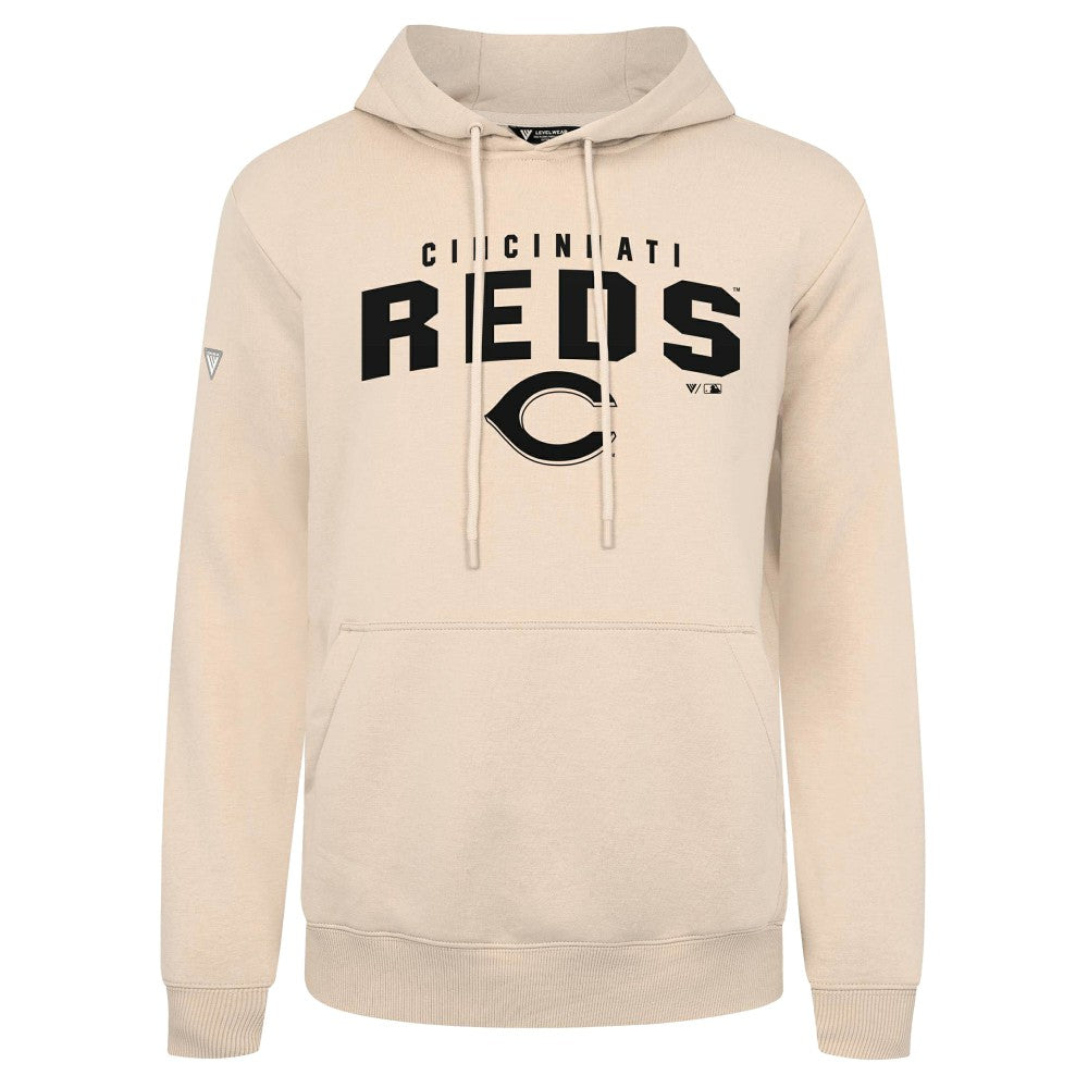 Khaki Cincinnati Reds Levelwear Podium Team Arch Pullover Hoodie
