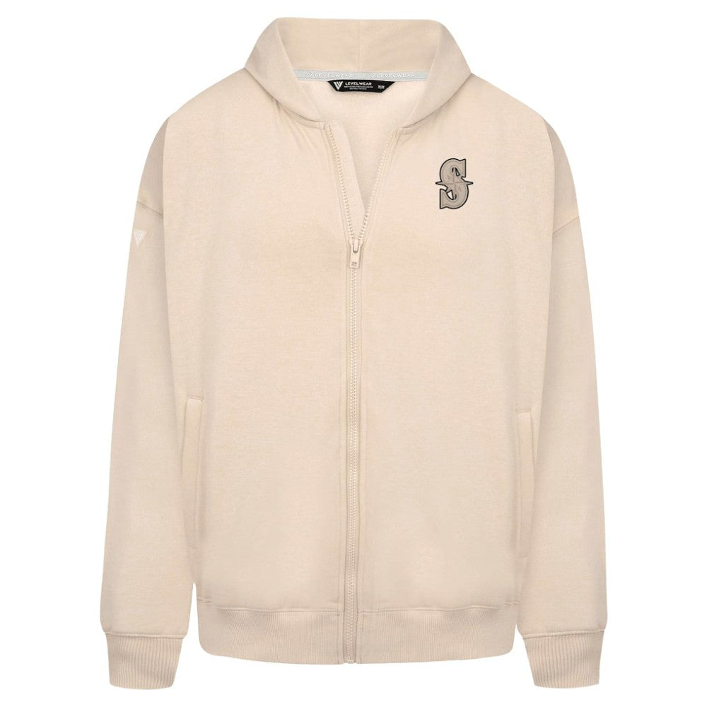 Khaki Seattle Mariners Levelwear Uphill Oversized Full-Zip Hoodie
