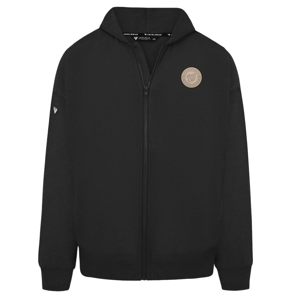 Black Washington Nationals Levelwear Uphill Oversized Full-Zip Hoodie