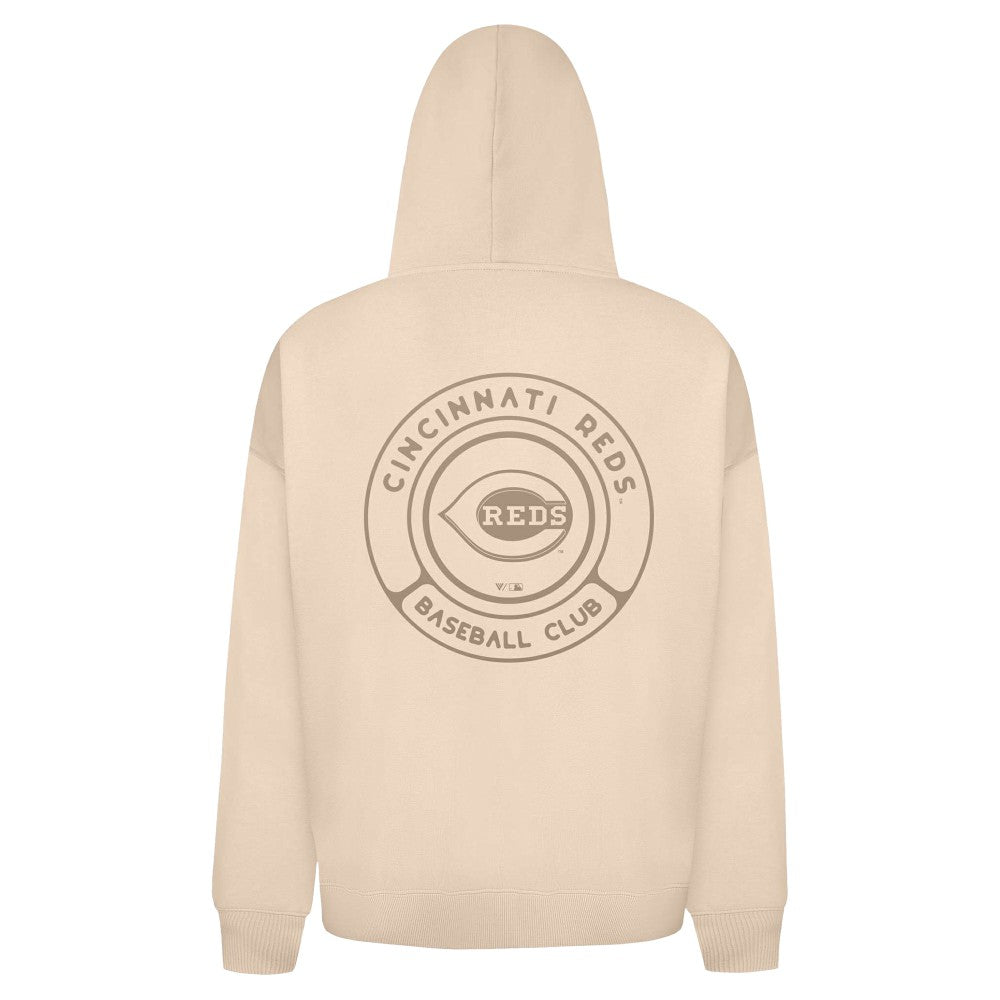 Khaki Cincinnati Reds Levelwear Uphill Oversized Full-Zip Hoodie