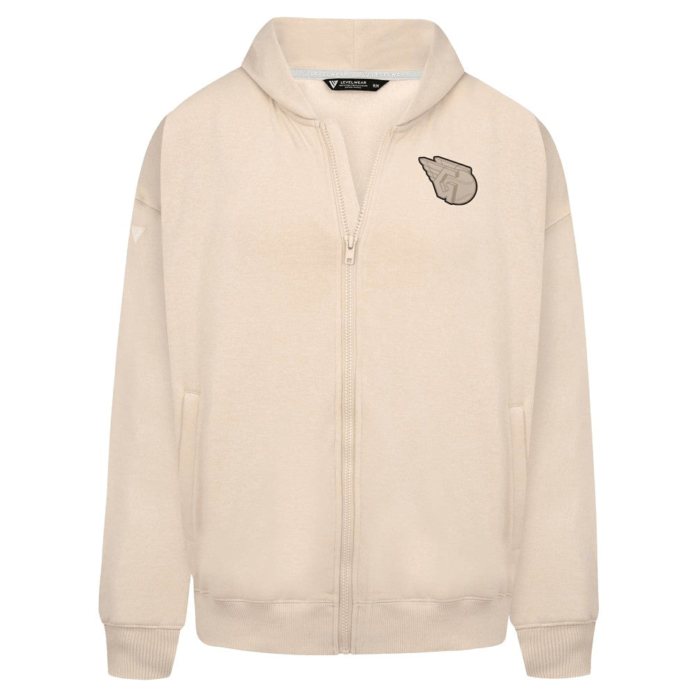Khaki Cleveland Guardians Levelwear Uphill Oversized Full-Zip Hoodie