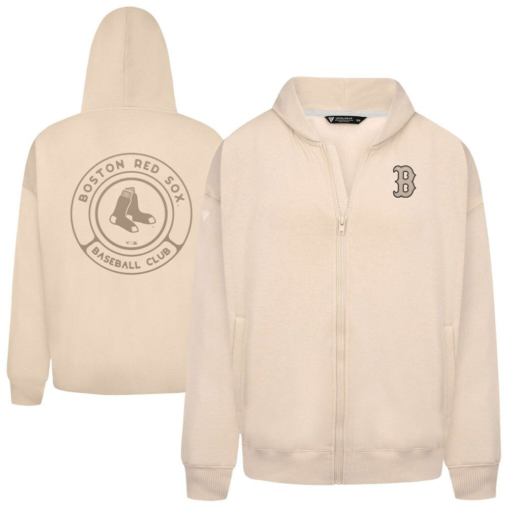 Khaki Boston Red Sox Levelwear Uphill Oversized Full-Zip Hoodie