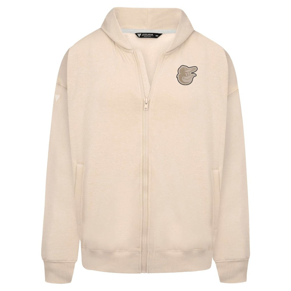 Khaki Baltimore Orioles Levelwear Uphill Oversized Full-Zip Hoodie