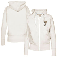 Khaki Philadelphia Phillies Levelwear Women's Gardinia Full-Zip Hoodie