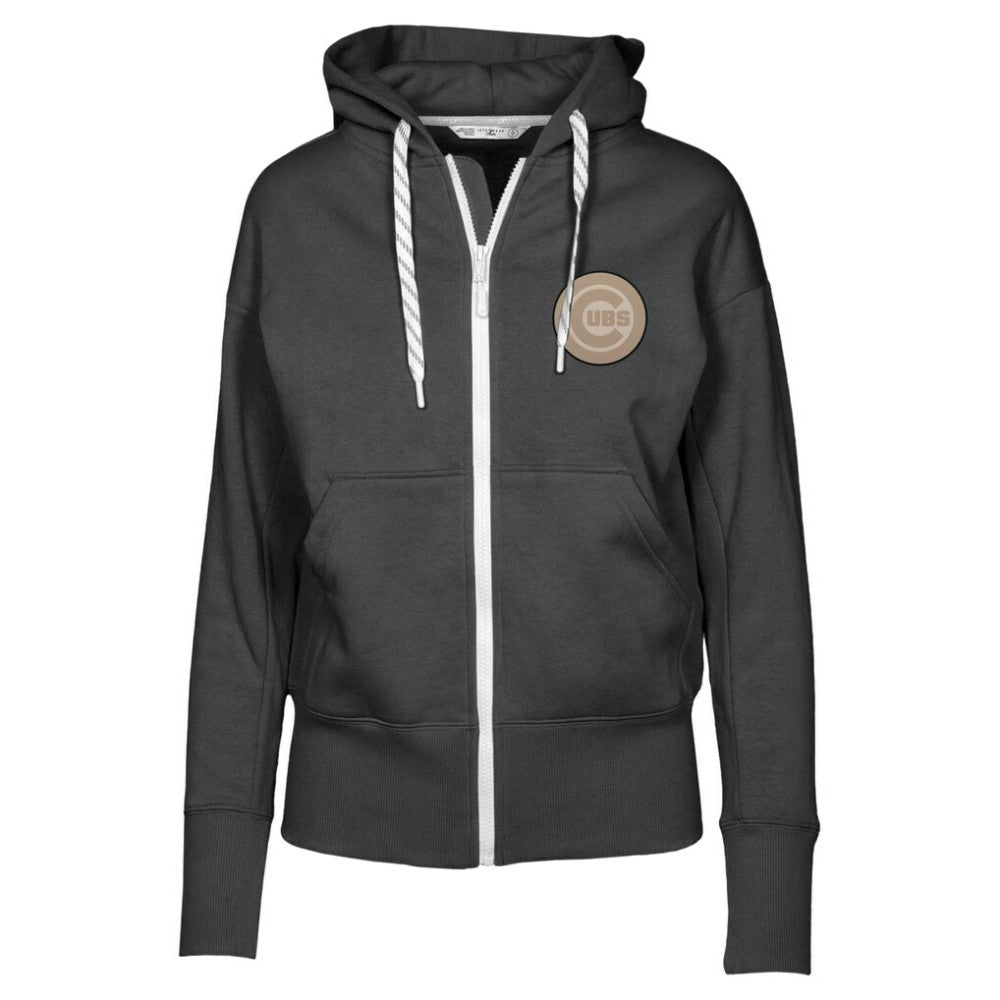 Black Chicago Cubs Levelwear Women's Gardinia Full-Zip Hoodie