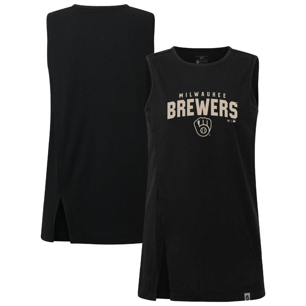 Black Milwaukee Brewers Levelwear Women's Influx Team Arch Tank Top