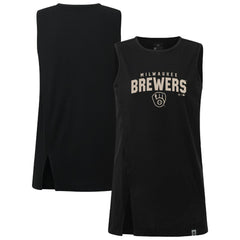 Black Milwaukee Brewers Levelwear Women's Influx Team Arch Tank Top