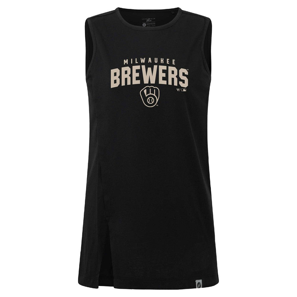 Black Milwaukee Brewers Levelwear Women's Influx Team Arch Tank Top