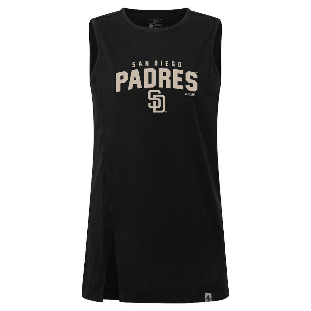 Black San Diego Padres Levelwear Women's Influx Team Arch Tank Top