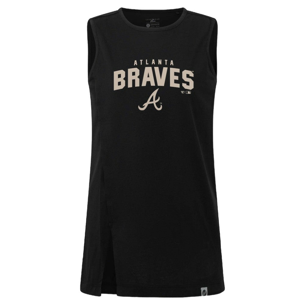 Black Atlanta Braves Levelwear Women's Influx Team Arch Tank Top