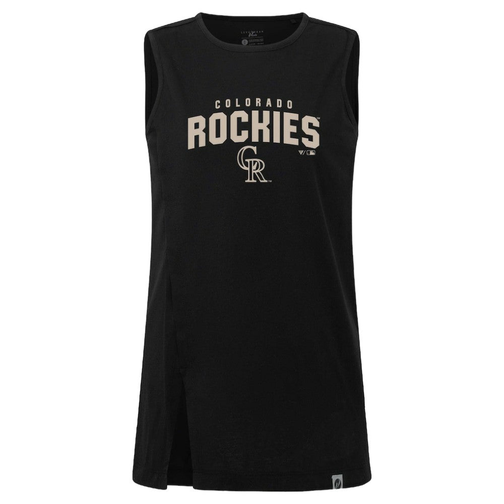 Black Colorado Rockies Levelwear Women's Influx Team Arch Tank Top