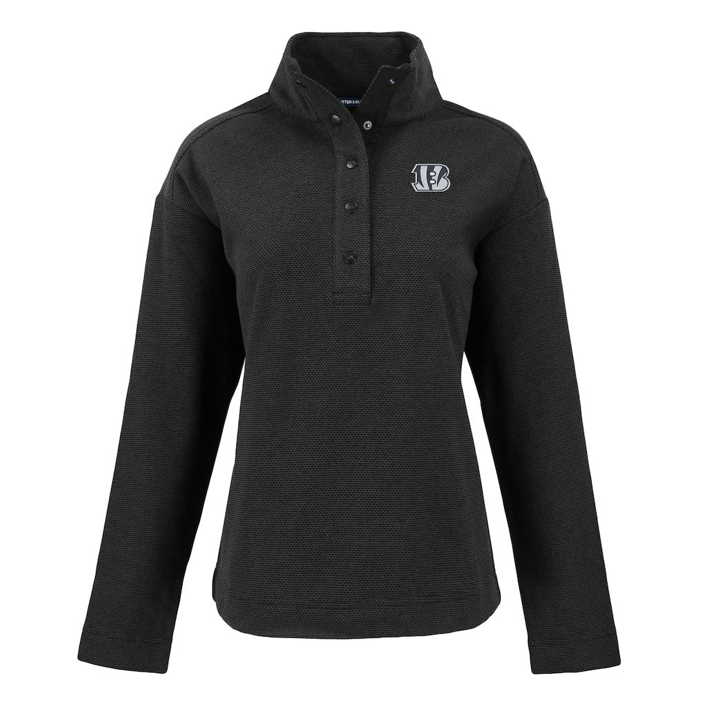 Cutter & Buck Women's Hunts Point Eco Half-Snap Sweatshirt - Cincinnati Bengals Sweatshirts