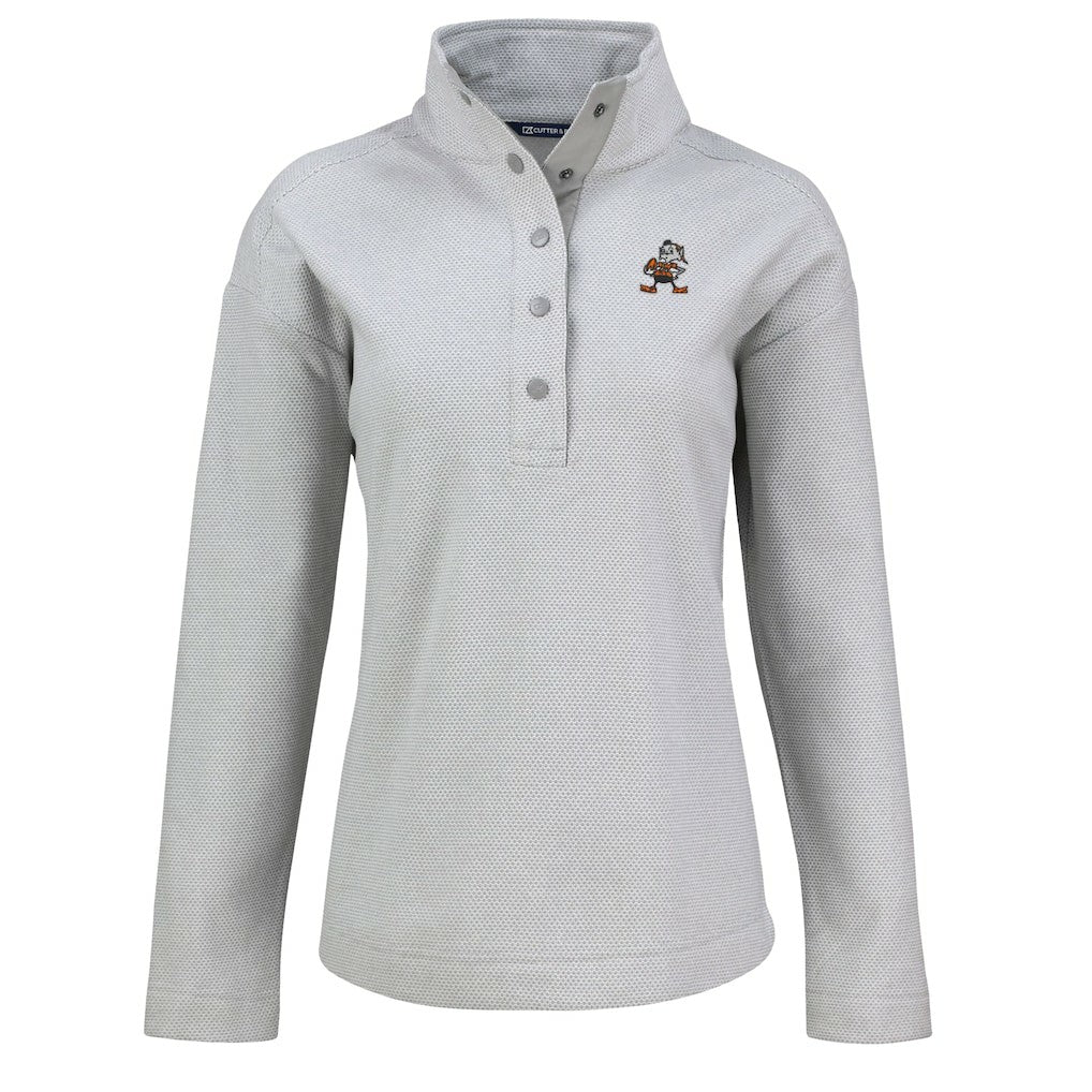 Cutter & Buck Women's Hunts Point Eco Half-Snap Sweatshirt - Cleveland Browns Sweatshirts
