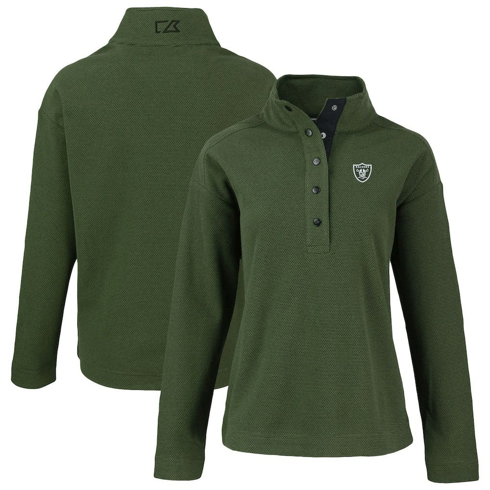 Cutter & Buck Women's Hunts Point Eco Half-Snap Sweatshirt - Las Vegas Raiders Sweatshirts