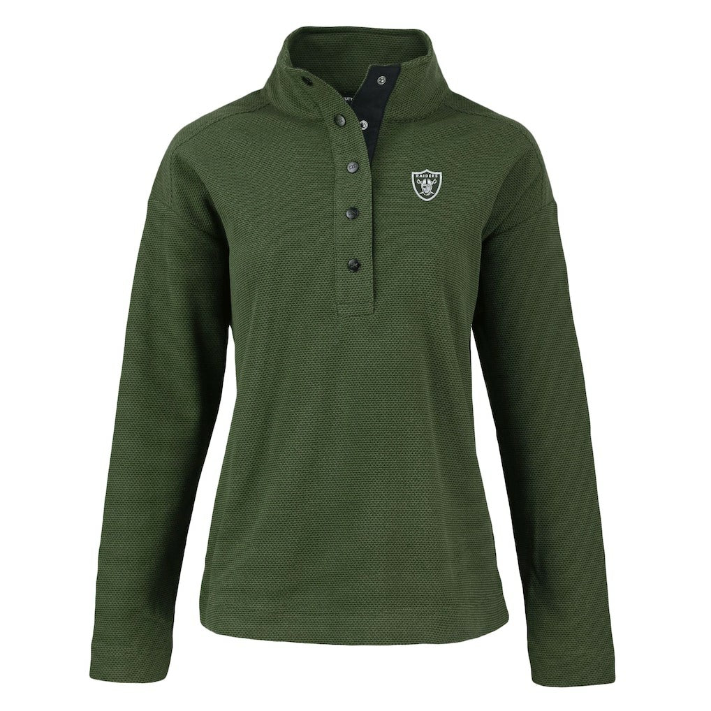 Cutter & Buck Women's Hunts Point Eco Half-Snap Sweatshirt - Las Vegas Raiders Sweatshirts