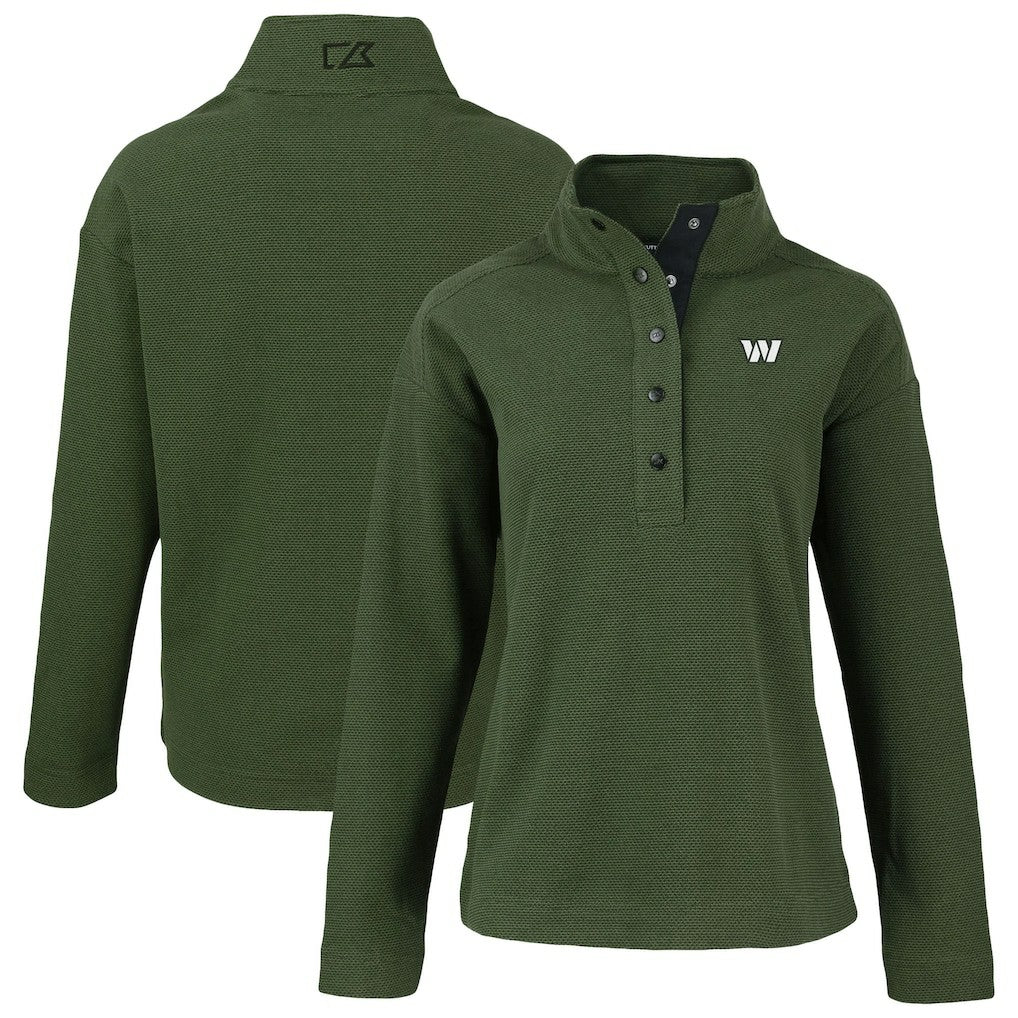 Cutter & Buck Women's Hunts Point Eco Half-Snap Sweatshirt - Washington Commanders Sweatshirts