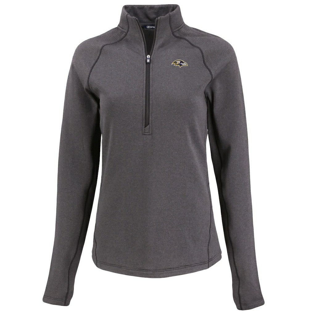 Cutter & Buck Women's Peshastin Eco Fleece Recycled Tri-Blend Raglan Half-Zip Jacket - Baltimore Ravens Jackets