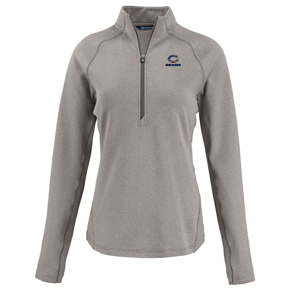 Cutter & Buck Women's Americana Peshastin Eco Fleece Recycled Tri-Blend Raglan Half-Zip Jacket - Chicago Bears Jackets