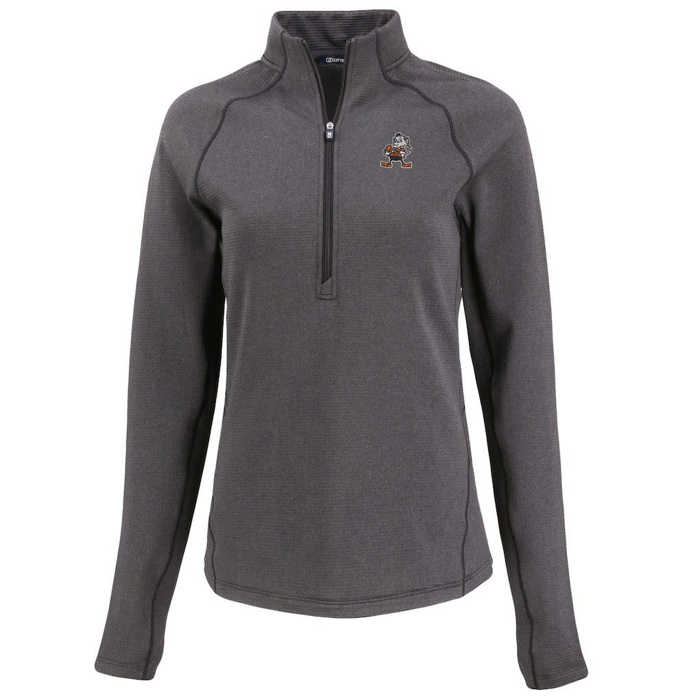 Cutter & Buck Women's Peshastin Eco Fleece Recycled Tri-Blend Raglan Half-Zip Jacket - Cleveland Browns Jackets