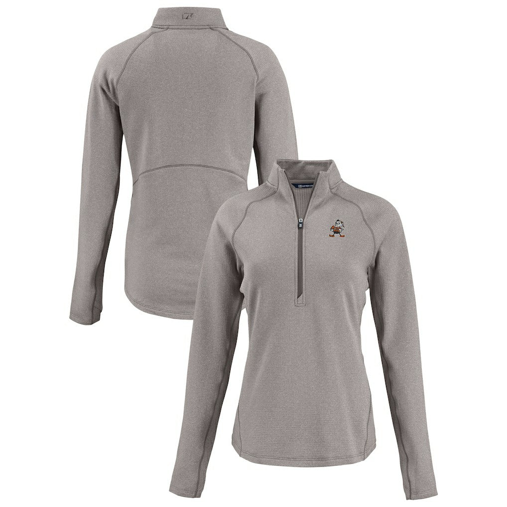 Cutter & Buck Women's Peshastin Eco Fleece Recycled Tri-Blend Raglan Half-Zip Jacket - Cleveland Browns Jackets