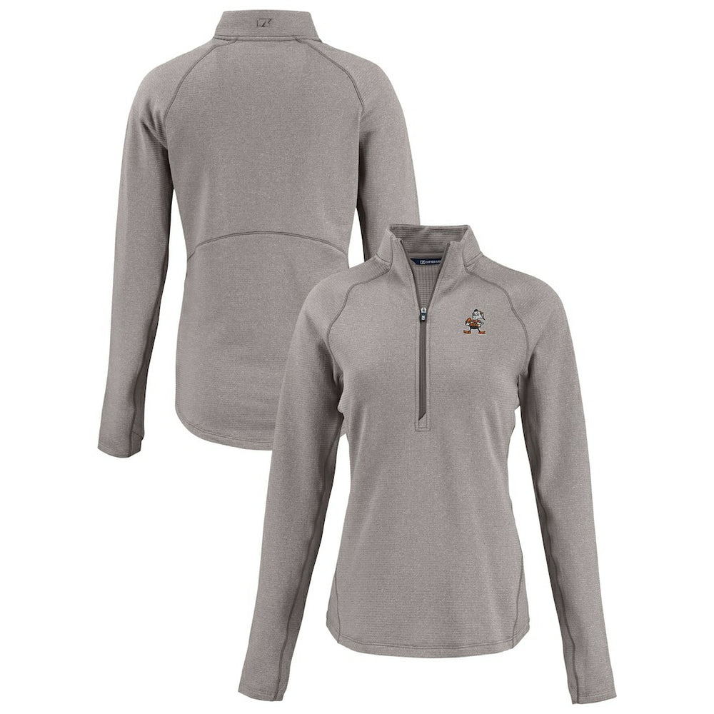 Cutter & Buck Women's Peshastin Eco Fleece Recycled Tri-Blend Raglan Half-Zip Jacket - Cleveland Browns Jackets
