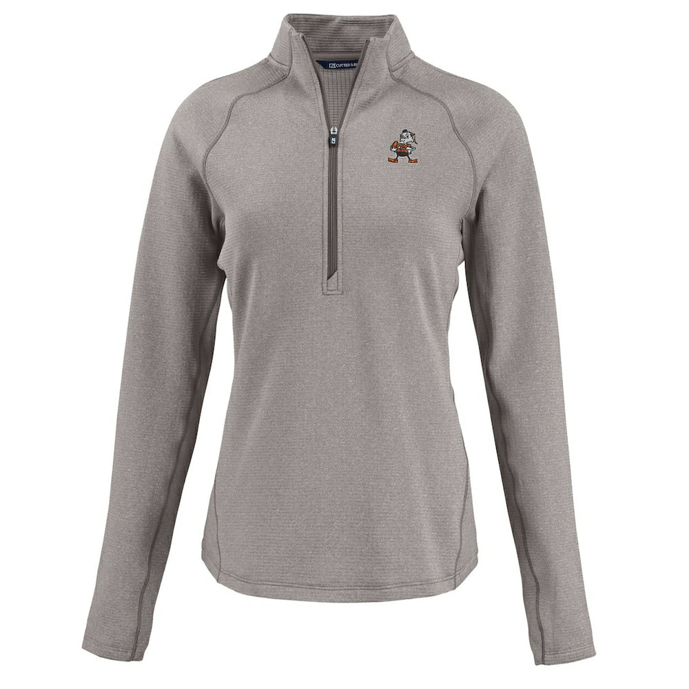 Cutter & Buck Women's Peshastin Eco Fleece Recycled Tri-Blend Raglan Half-Zip Jacket - Cleveland Browns Jackets